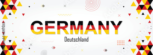 Germany nation unity day banner abstract background, flag colors combination, suitable for national celebrations and festivals, red, black and yellow color geometric design with shapes