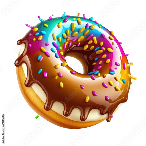  Vibrant Donut with Sprinkles on transparent background for decorating projects. AI generative © Dirk