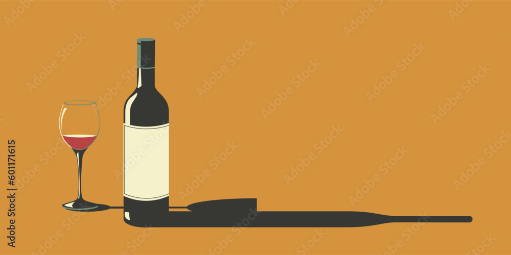 Illustration of a bottle of wine and a glass of wine in retro style. Illustration of a bottle of wine and a glass of wine in retro style.
