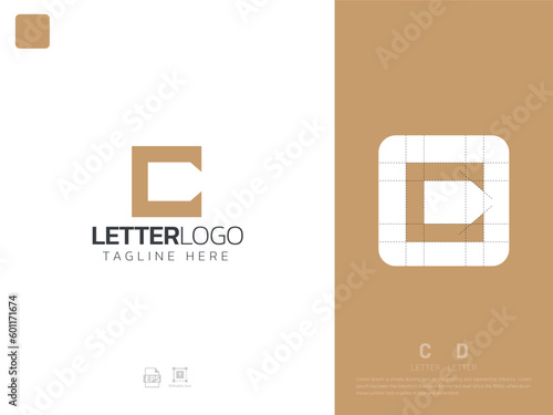 Letter cd monogram initial logo, geometric, modern, gradient, grid logo