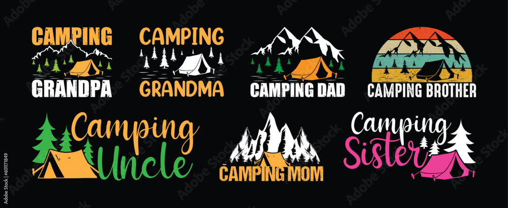 camping T shirt Design Bundle, Quotes about camping, Adventure, outdoor, camping T shirt, Hiking, Camping typography T shirt design Collection