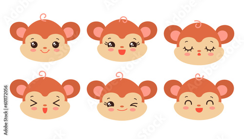 Photography Cute monkey emoji icon set