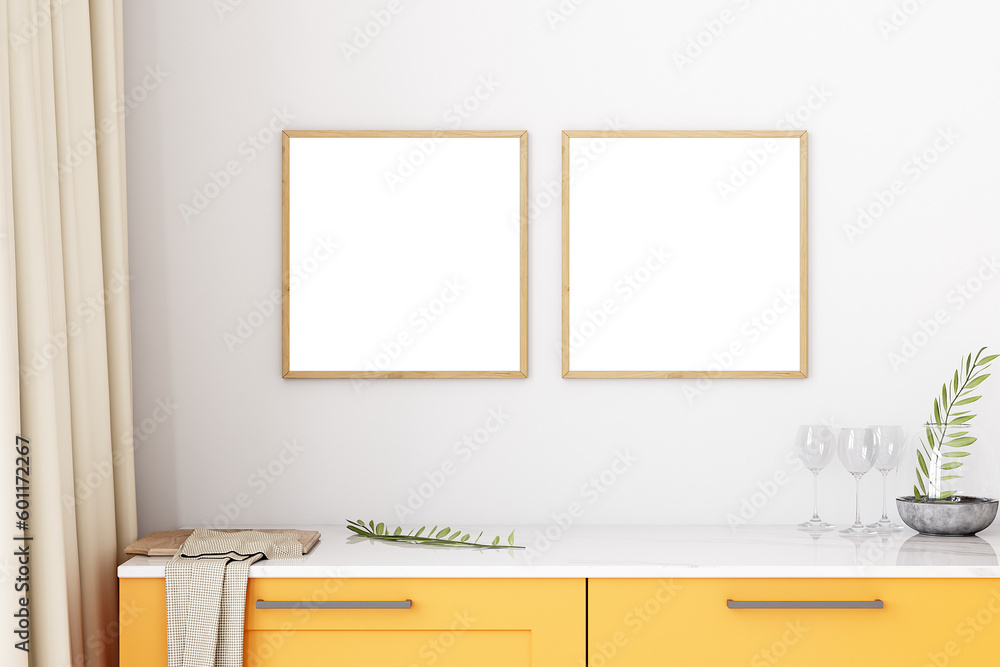 Mock up frame in kitchen room Mock up frame in kitchen room