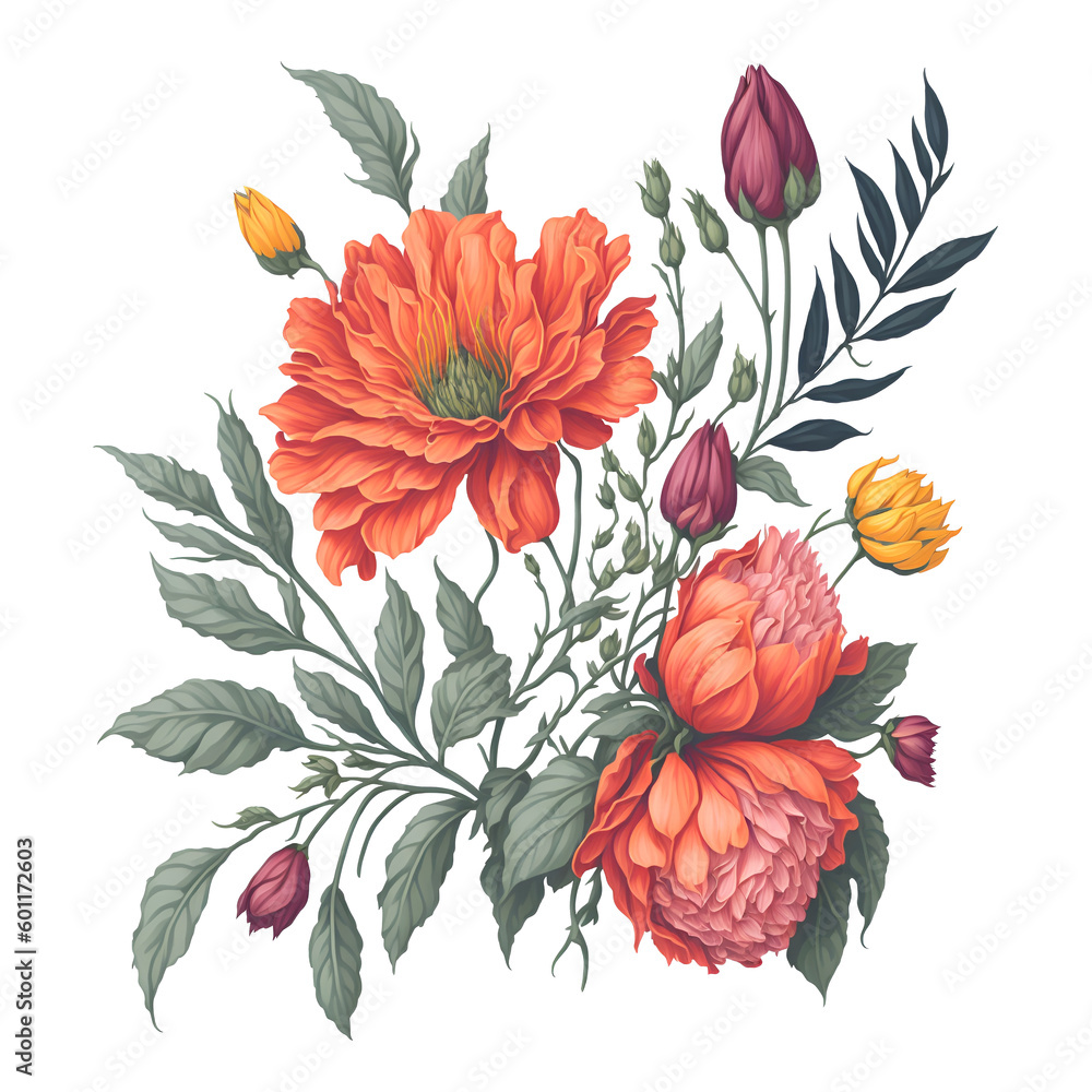 Image of flower in watercolor style, transparent background, PNG (Generative AI) - obrazy, fototapety, plakaty 
