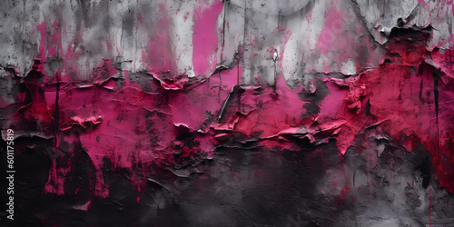 black red rough surface  old concrete wall  pink magenta grunge cement background  panoramic wide banner . Generative AI  