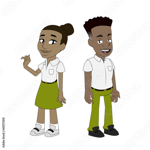 African American kids in school uniform 