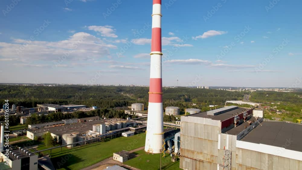 Industrial park with long chimney Industrial park with long chimney