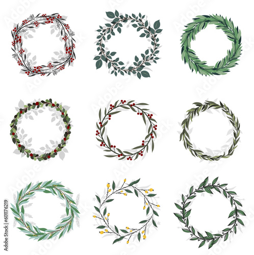 set of flower design elements