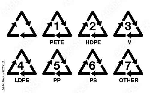 Packing and recycling icons set, black color isolated on white background. Vector elements. Ready to use in your design. Vector illustration.