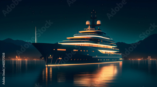 illustration of superyacht at night © Prasanth
