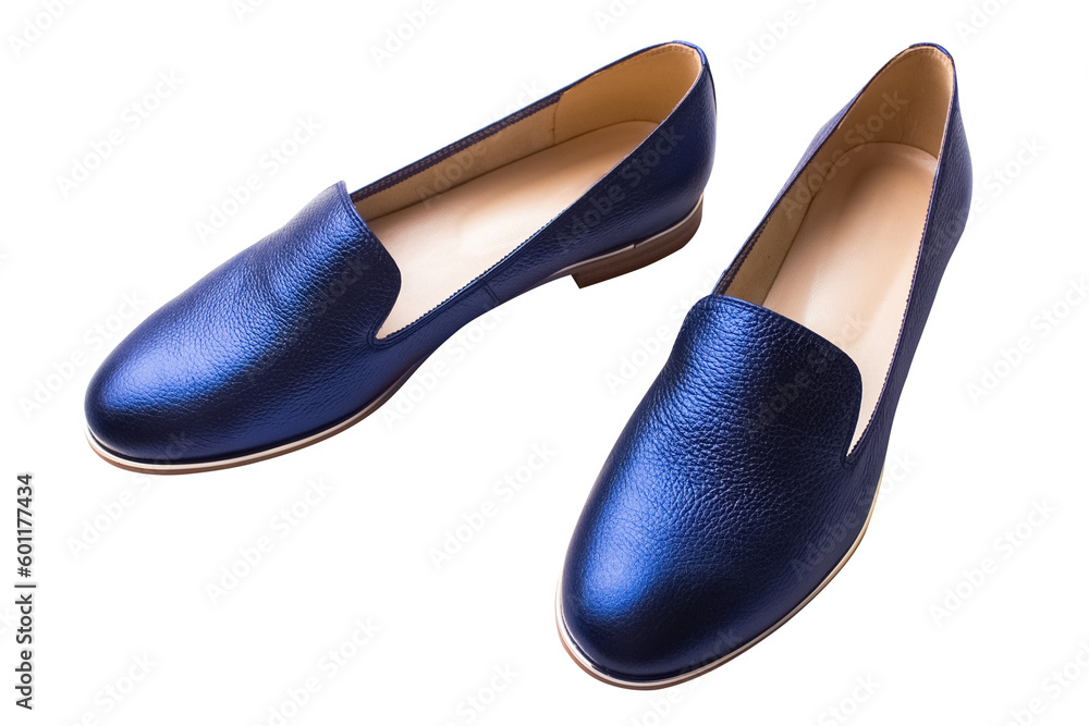 Blue shoes on transparent background. Women's shoes. Isolated object Blue shoes on transparent background. Women's shoes. Isolated object