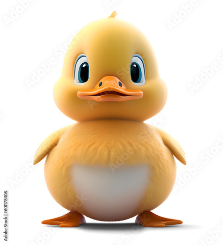 Cute duckling  isolated background. Generative Ai.