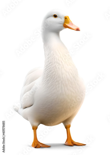 white duck, isolated background. Generative Ai.