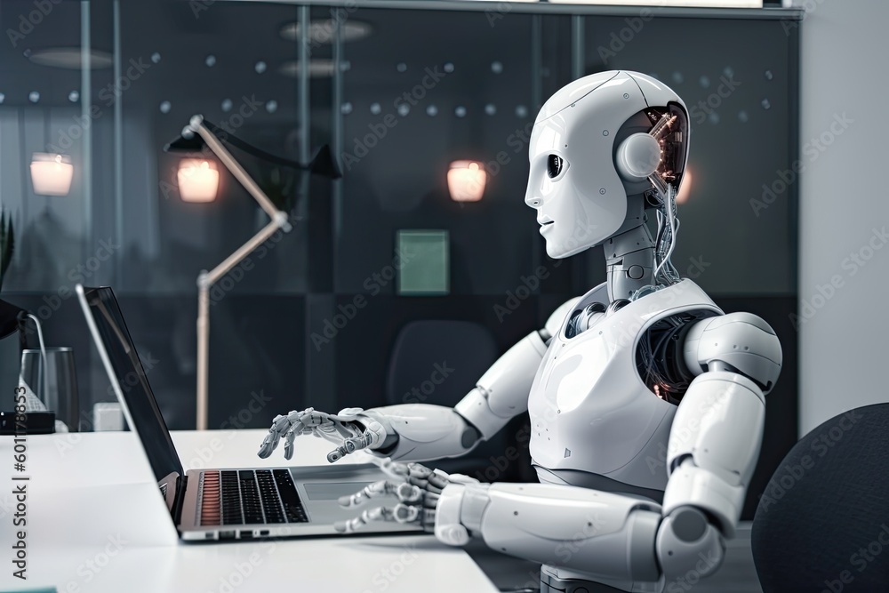 man an ai robot compete for work, AI based man an ai robot compete for work, AI based