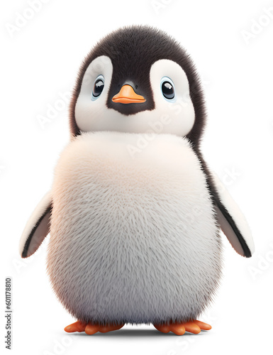 Cute young Penguin, isolated background. Generative Ai. © FP Creative Stock