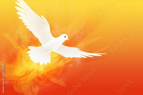 illustration, pentecost with flying dove, generative ai