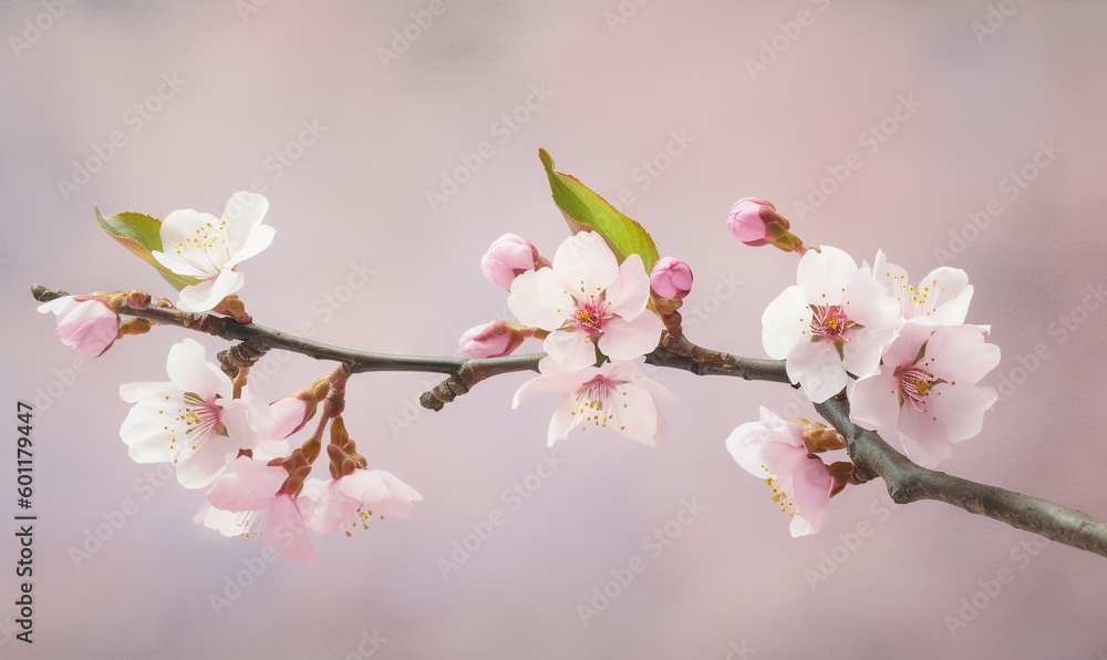 a branch of a tree with pink and white flowers on it. generative ai a branch of a tree with pink and white flowers on it. generative ai