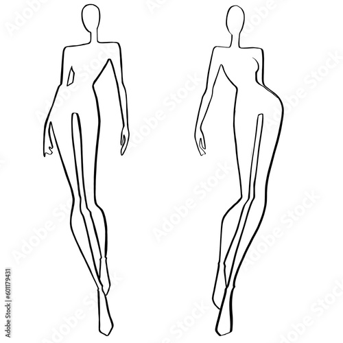 Fashion templates. Croquis. A figure of a woman on a white background 