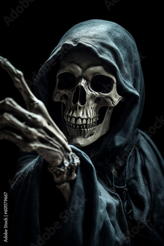 The Grim Reaper with a black background