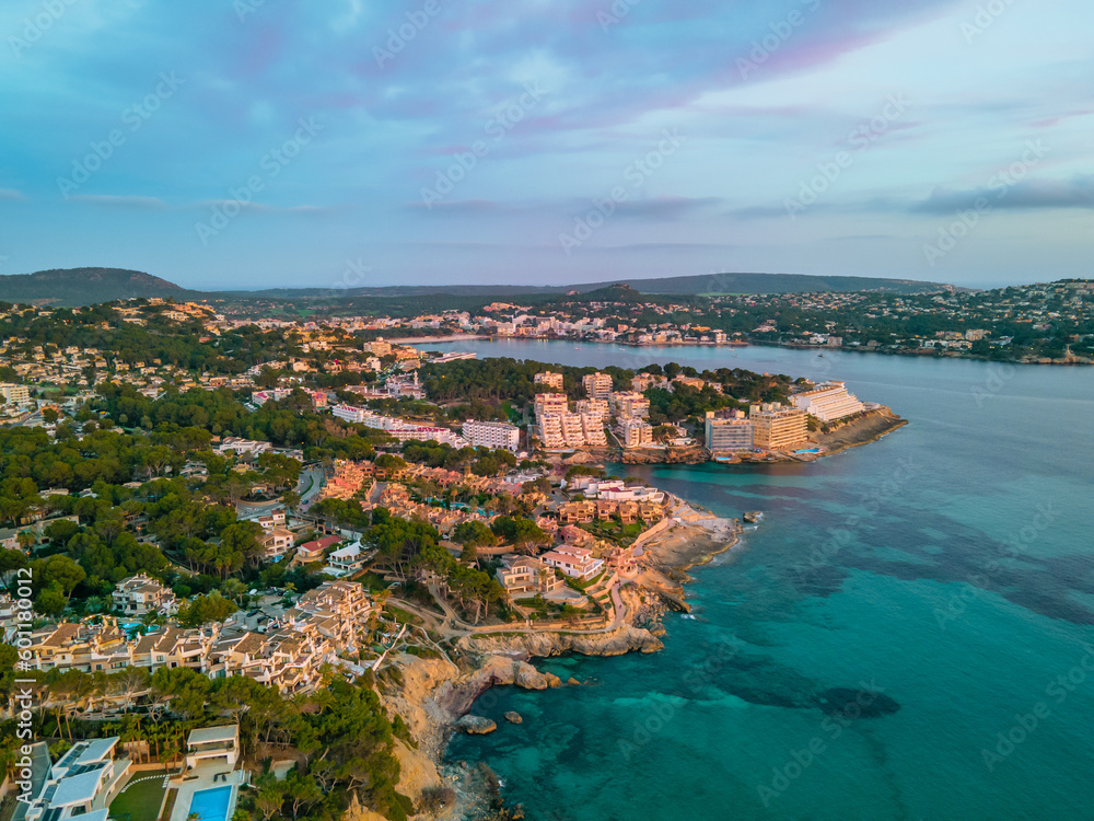 Santa Ponsa colorful Sunset, Mallorca Drone Aerial Photo