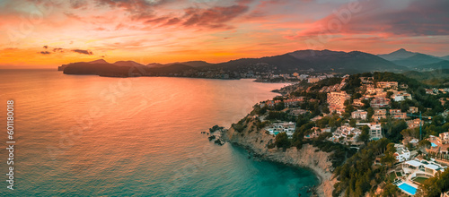 Peguera at Sunset, Drone Photo, Mallorca, Spain