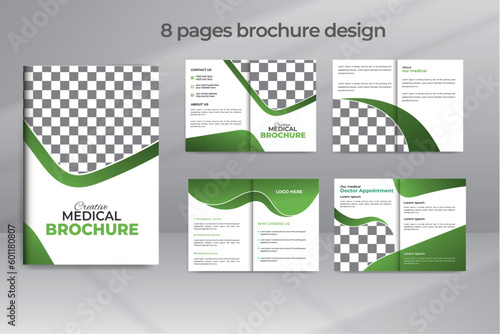 Medical healthcare advertising 8pahbrochure vector template design photo