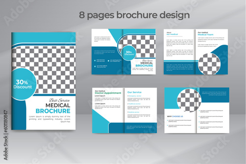 Health care medical services creative medical 8pages brochure design template photo