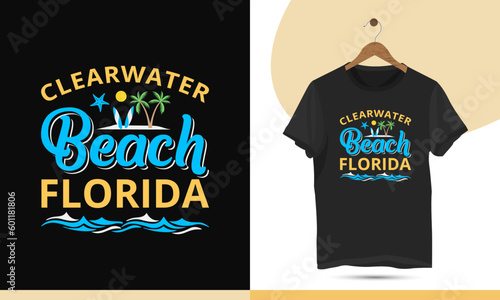 Florida Beach summer t-shirt design vector template.