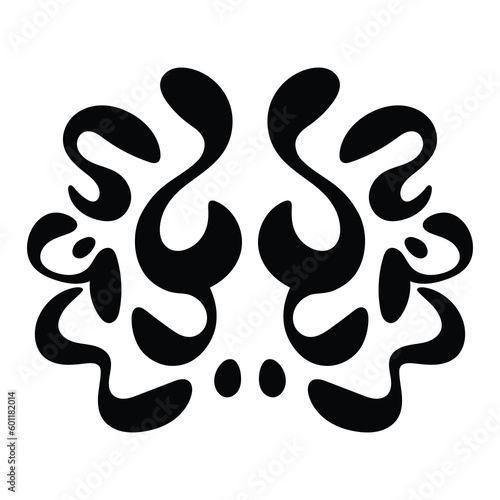 Rorschach inkblot tattoo tribal. Abstract vector illustration tattoo shape. Soft lines