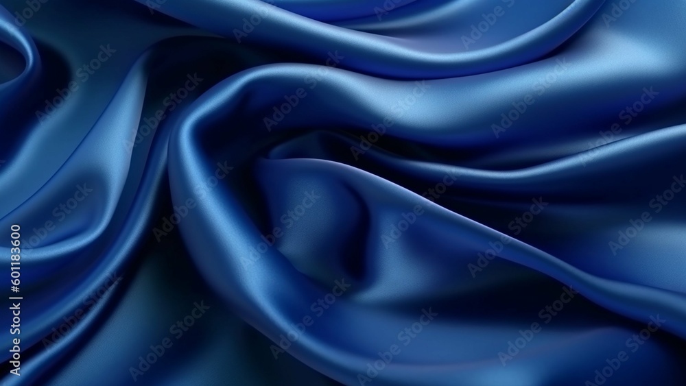 Obraz premium Abstract dark blue background. Silk satin. Navy blue color. Elegant background with space for design. Soft wavy folds.