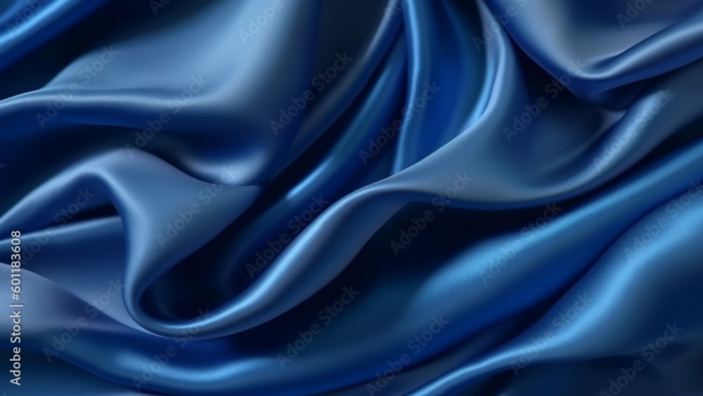 Fototapeta premium Abstract dark blue background. Silk satin. Navy blue color. Elegant background with space for design. Soft wavy folds.