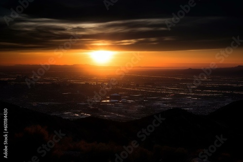 Silhouette of Salt Lake City. Generative AI © Daphne