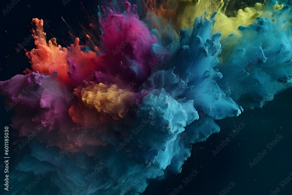 massive explosion of multicolored dry ink dust powder, ai generated image massive explosion of multicolored dry ink dust powder, ai generated image