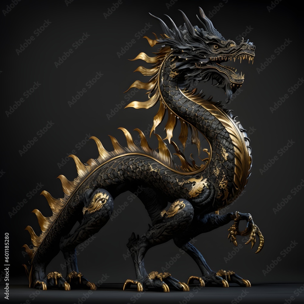 Obraz premium gorgeous very high detailed wooden dragon character, ai generated image
