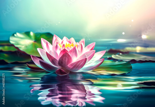 Lotus flower floating in the water scene