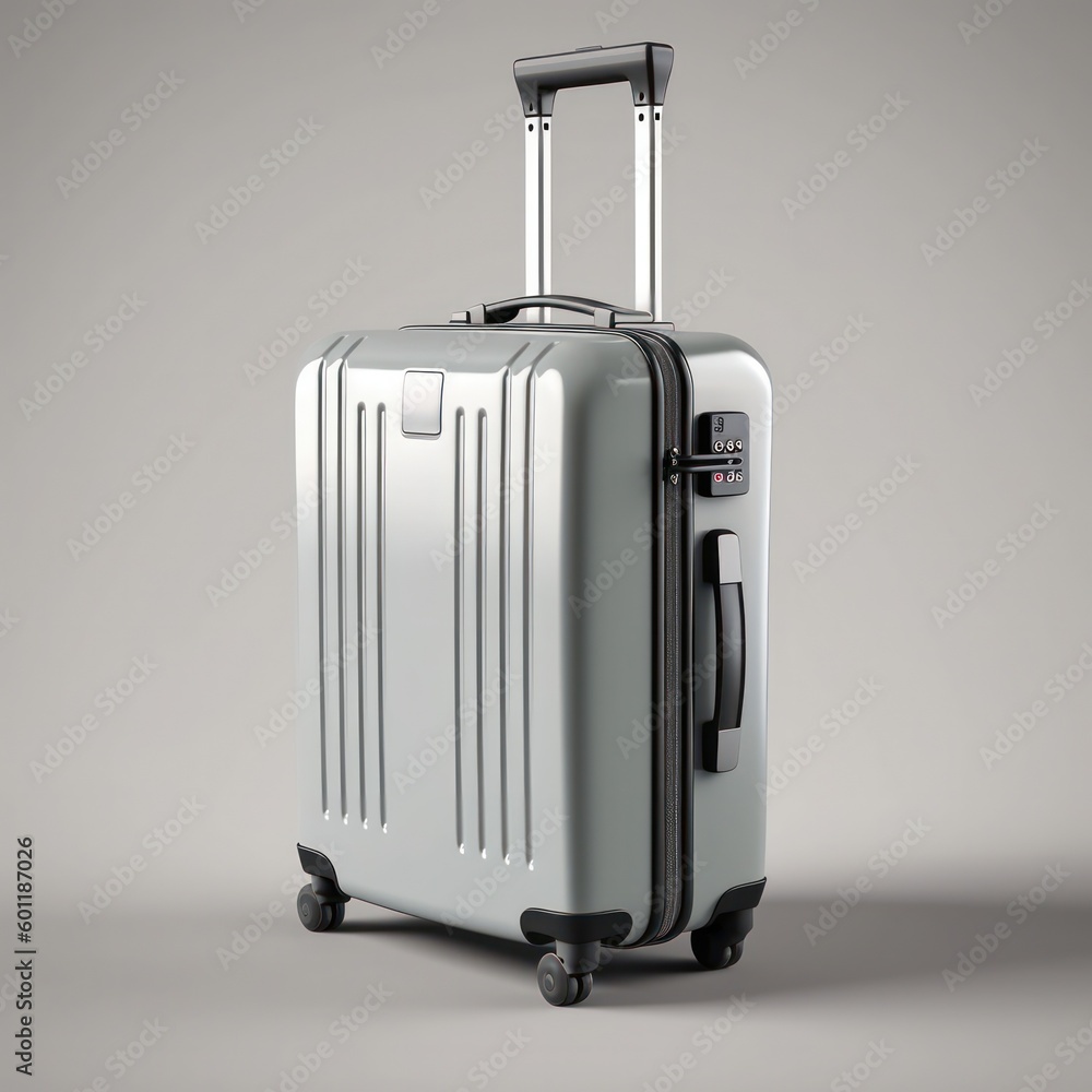 silver suitcase isolated on white . generative AI silver suitcase isolated on white . generative AI