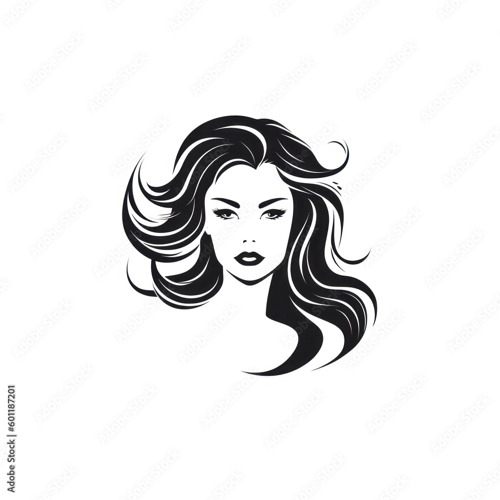 Simple female head logo with fluttering voices . generative AI Simple female head logo with fluttering voices . generative AI