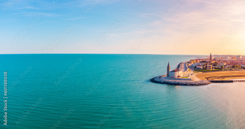 Obraz premium Famous city of Caorle, Italy, at sunset