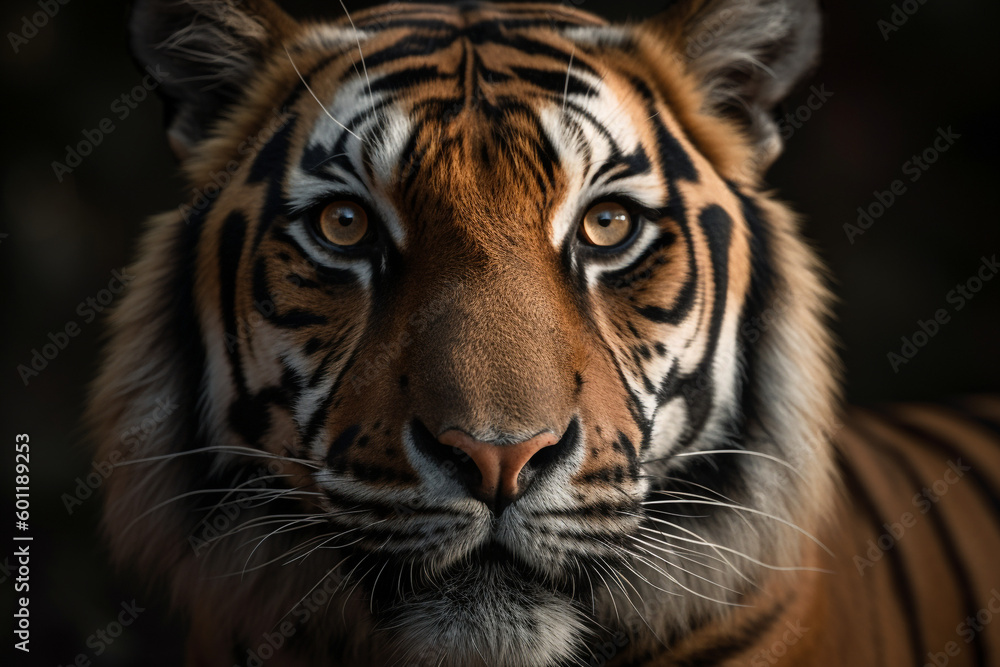 Naklejka premium portrait of a bengal tiger - Generative AI
