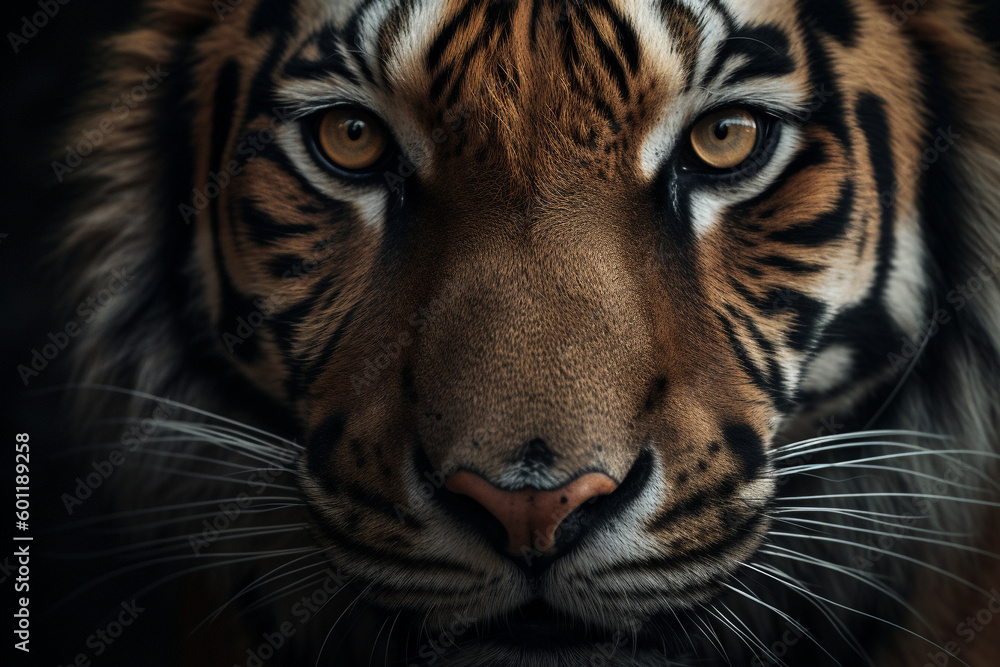 Naklejka premium portrait of a bengal tiger - Generative AI