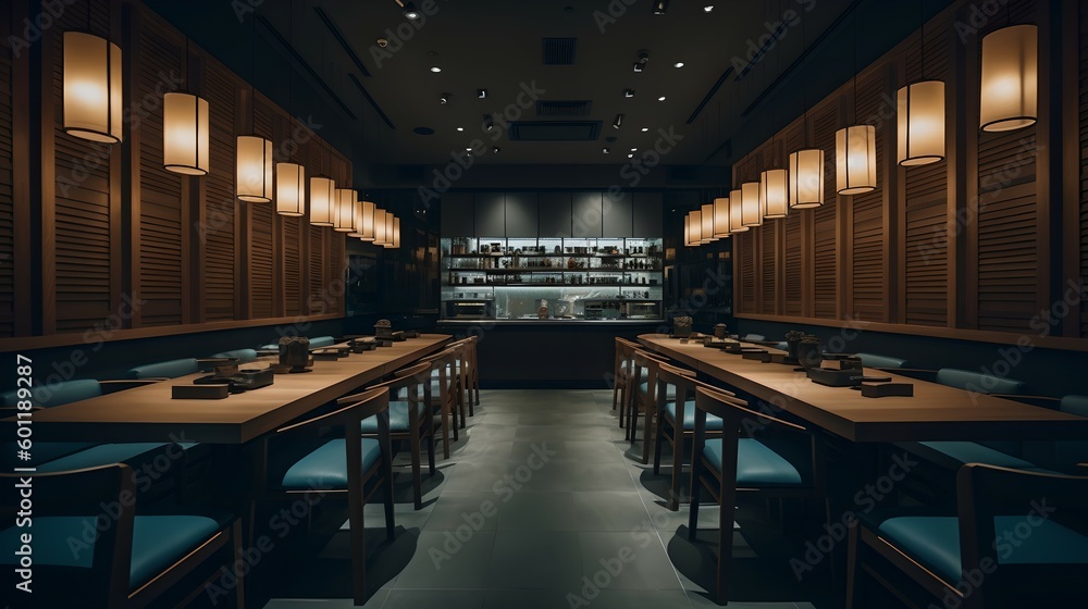 Chic and Contemporary Asian Restaurant, Generative AI