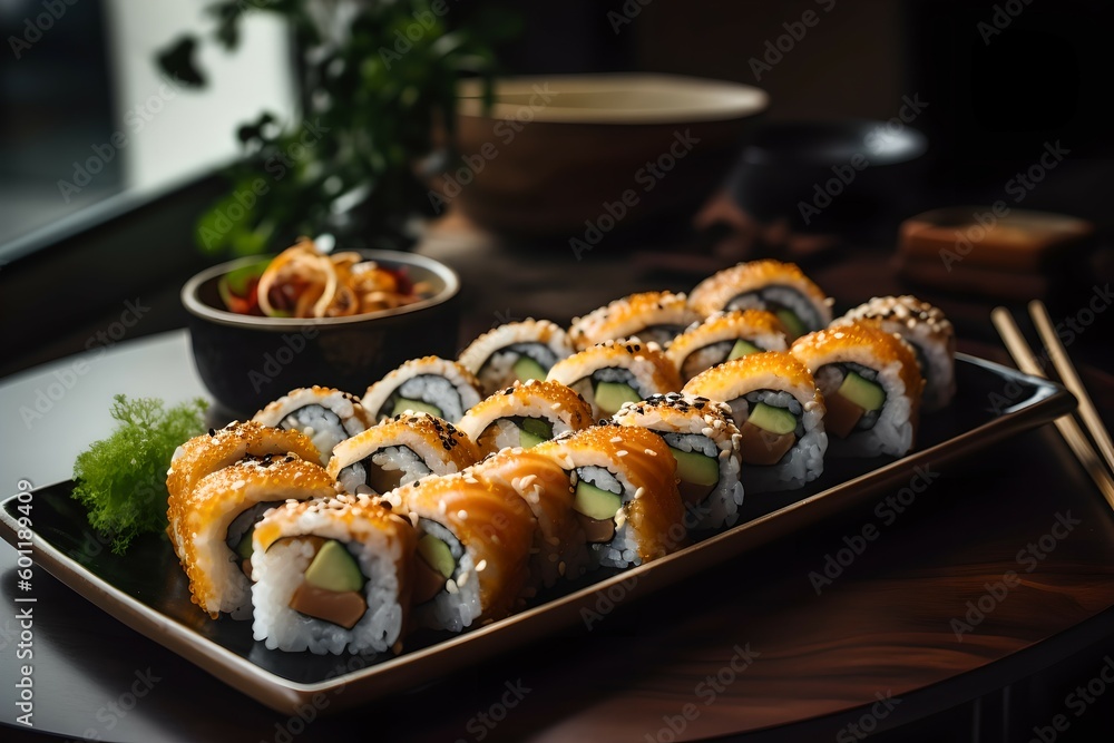 Luxurious Sushi Rolls, Generative AI Luxurious Sushi Rolls, Generative AI