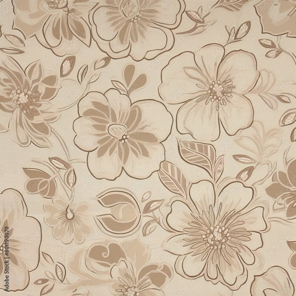 Cute Summer Wildflowers Pattern Design Floral on Beige