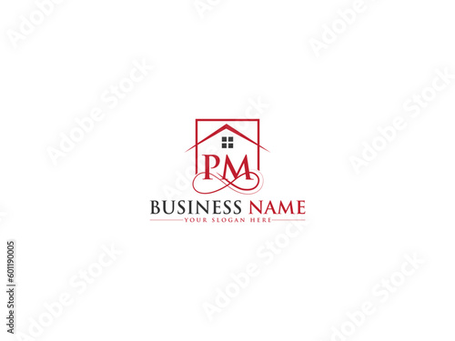 Modern PM Business Logo, Creative Initial Pm mp Real Estate Building Logo For Apartment