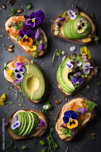 Sandwiches with edible flowers