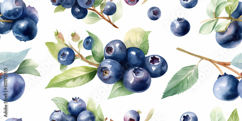 Watercolour Collection   No2   Homegrown Blueberry Products Made at Eco Sustainable Farm  Pancakes  Ice Lolly  Macaroon  Cupcake  Ice Cream  Circle Wreath   Seamless Blueberry Background Pattern. AI
