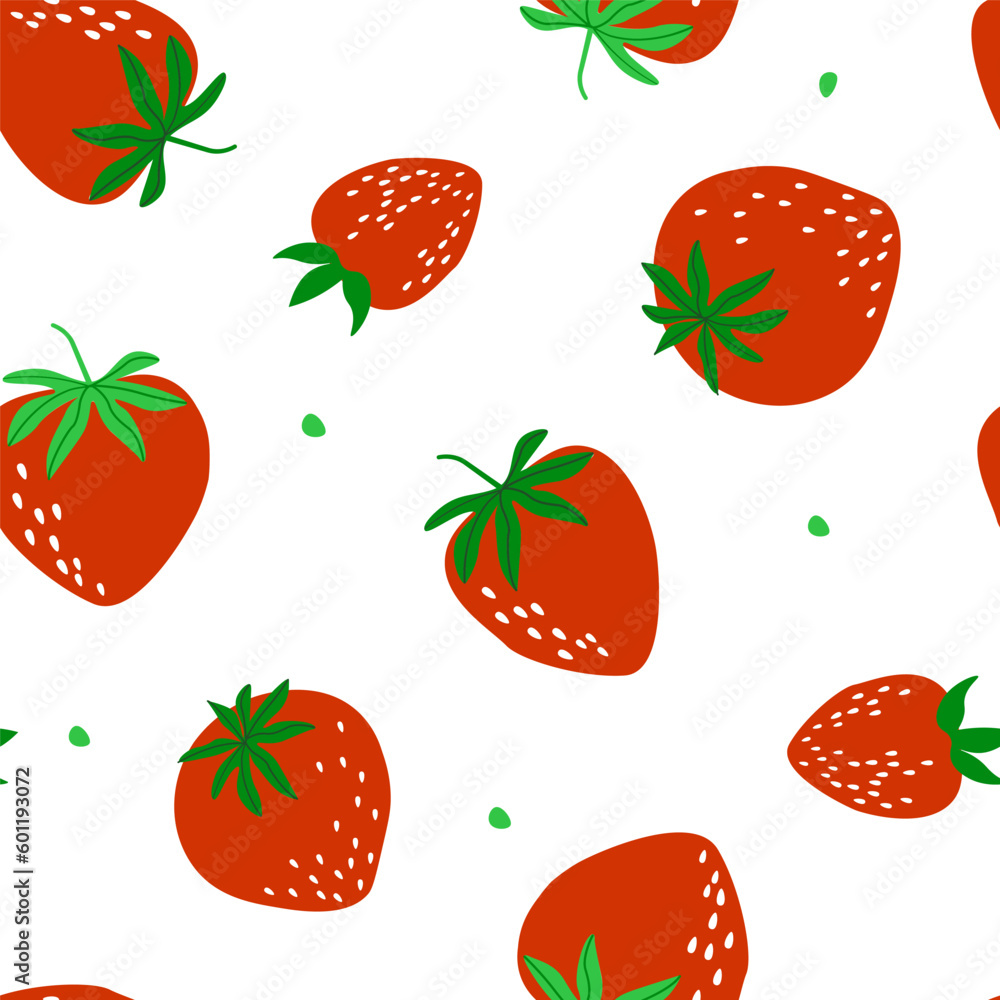 Seamless pattern with ripe red strawberries. Fruit natural print. Vector graphics. Seamless pattern with ripe red strawberries. Fruit natural print. Vector graphics.