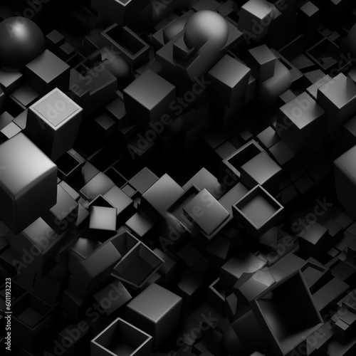 Dark black Geometric grid background created with Generative AI technology