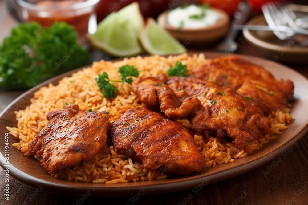 Plate of delicious chicken biryani. Ai generated Plate of delicious chicken biryani. Ai generated