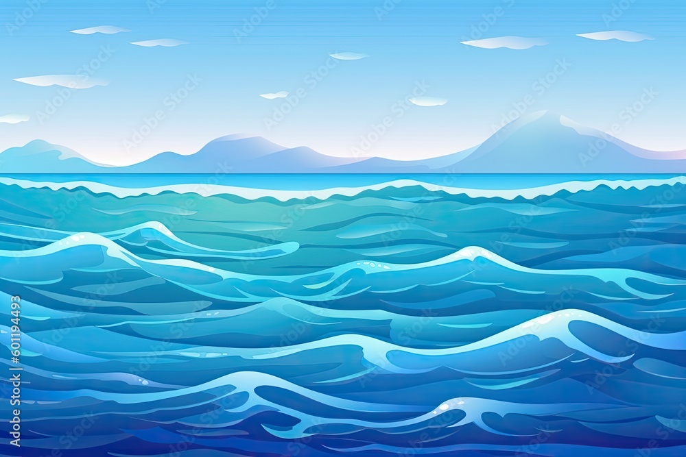 serene ocean with majestic mountains towering in the distance Generative AI serene ocean with majestic mountains towering in the distance Generative AI